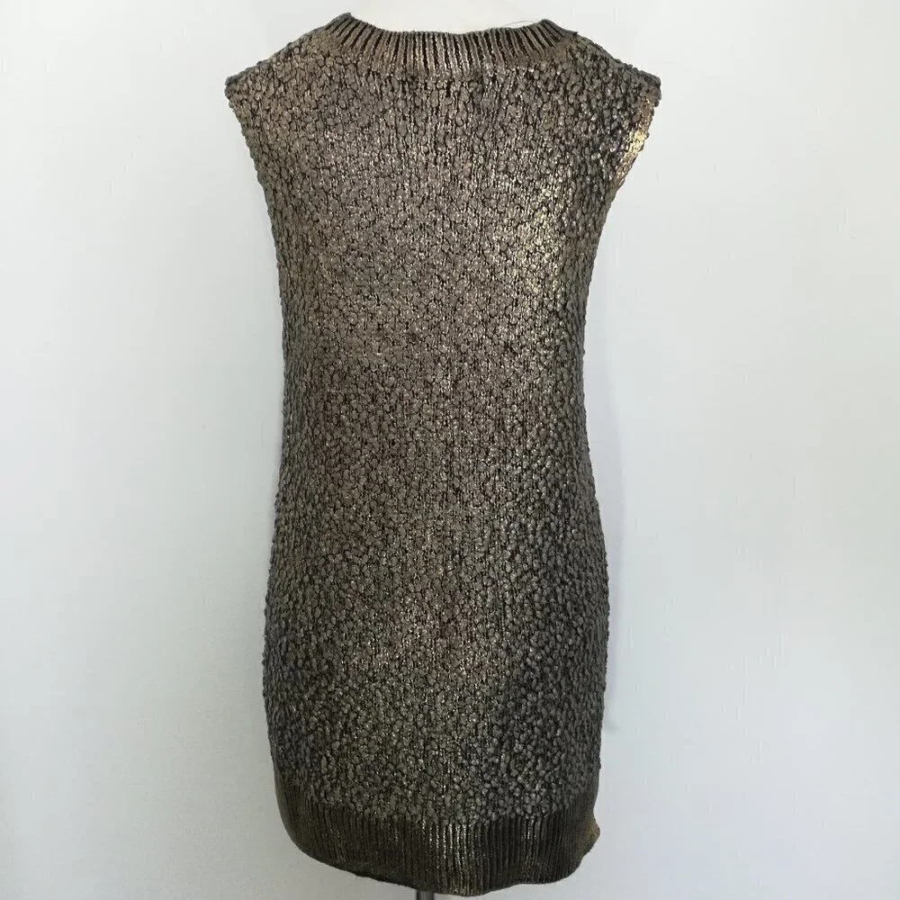 Lelis Sleeveless Tunic Sweater Size M Gold Blue